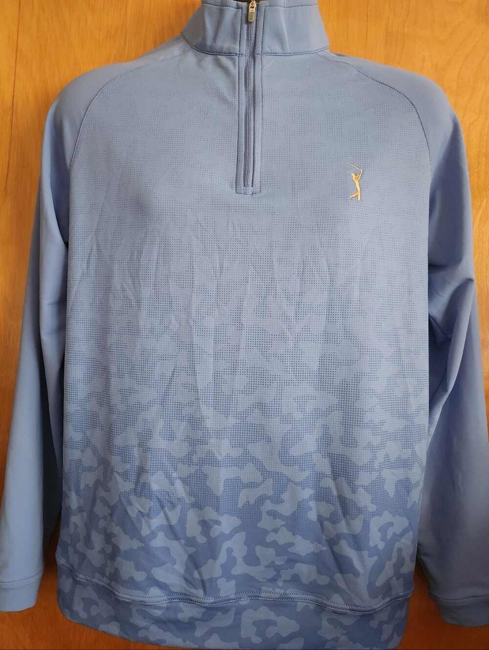 Peter Millar Blue The Players Perth Dip-Dye Camo Perfomance Raglan Sweater SizeS
